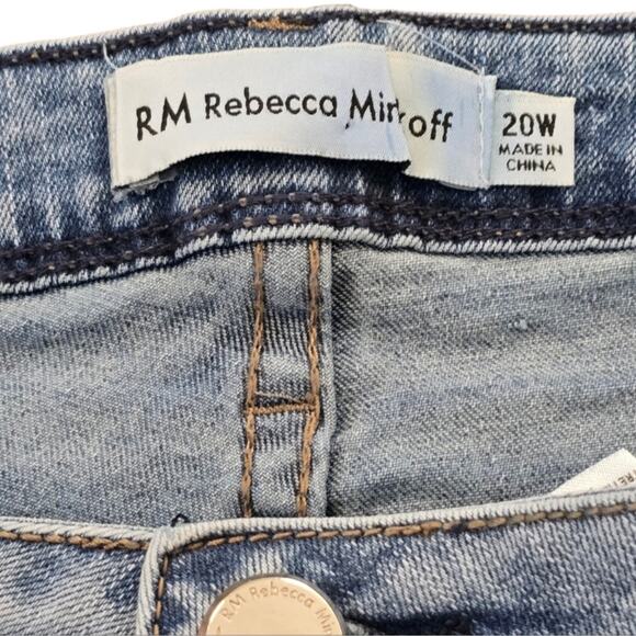 Rebecca Minkoff Light Blue Denim‎ Crystal Studded Straight Jeans Plus 18 20 NEW - Picture 10 of 12